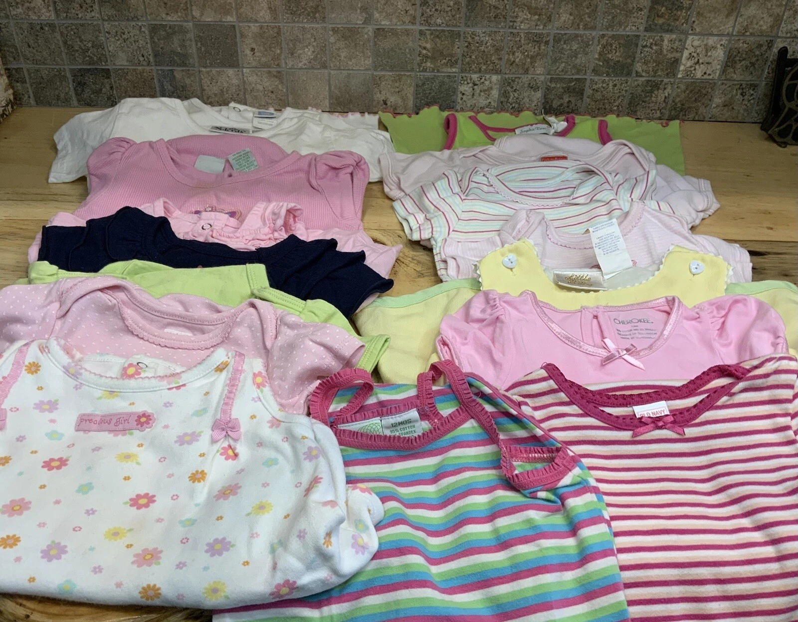 Lot 14-Baby Girl Clothes 12M Carter’s Old Navy Sonoma Sophie Rose Short Sleeve