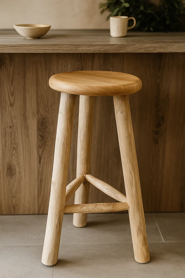 Barhocker Barstuhl Bistrohocker Teakholz 2 er Set 75x35 cm Natur Holz Bistro Bar - Bild 4 von 4