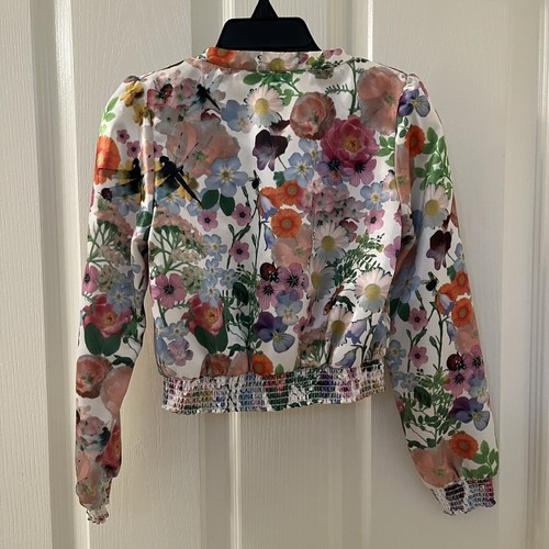 H&M Floral Satin Bomber Jacket Girls Size 5-6 - Picture 10 of 14