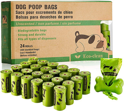 Dog Poop Bags with Dispenser, 360 Count, Unscented, Easy Tear-Off, Leak-Proof