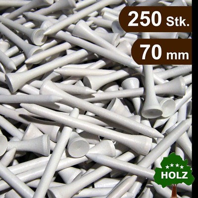 GOLF TEES - 250 Stück im XL-Beutel - 70 mm - weiß - premium HARTHOLZ *****