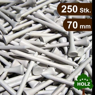 GOLF TEES - 250 Stück im XL-Beutel - 70 mm - weiß - premium HARTHOLZ ***** - Bild 1 von 4