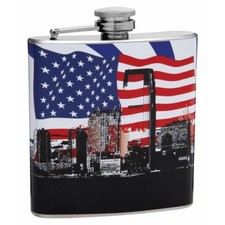 6 oz Patriotic American Flag and City Flask