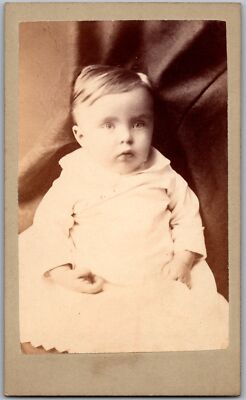 ANTIQUE CDV CIRCA 1880S TEED'S CUTE BABY FANCY DRESS CHICAGO ILLINOIS