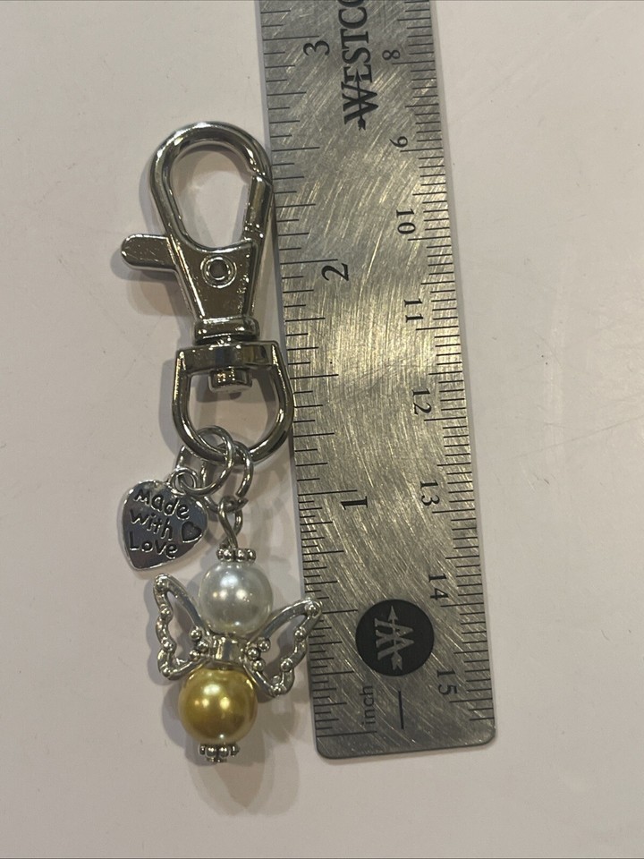 ️ ️ Angel & Heart Bag Charm/Key Chain Swivel Clip Pendant Handmade With