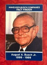1990 ANHEUSER-BUSCH COMPANIES FOLDOUT POCKET FACT FINDER  Augie Busch on Cover