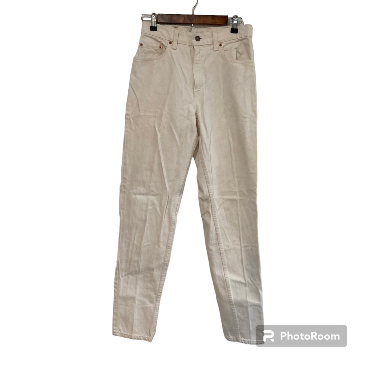 VTG Levi's 550 Jeans Relaxed Fit Tapered Leg White Sz 9 Long mom