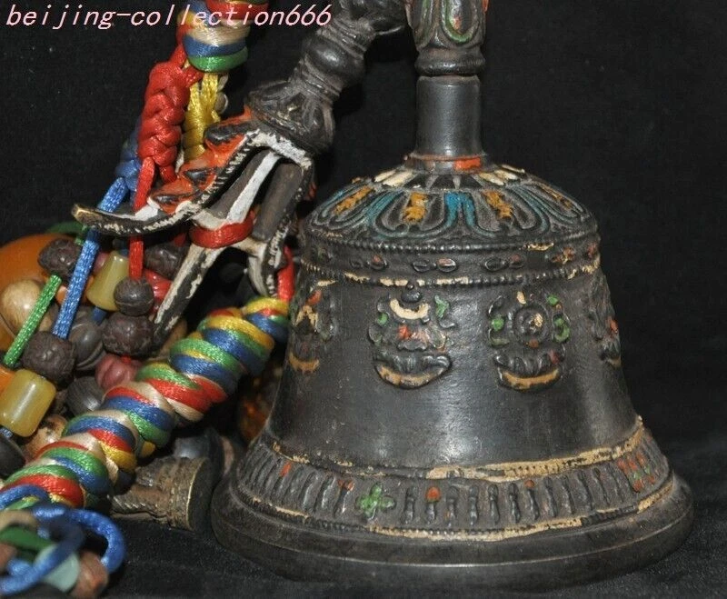 7,6"" Budismo tibetano bronce cera de abejas gema exorcismo Chung Zhong anillo la campana Foto 4 de 4