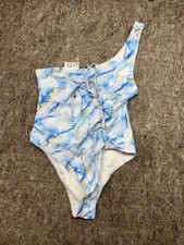 Shein Womens Swimsuit One Piece Side Shoulder Tank Lace Up Multicolor Size L