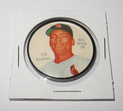 1962 Salada Tea Baseball Coin Pin #115 Bill White St Louis Cardinals Near Mint