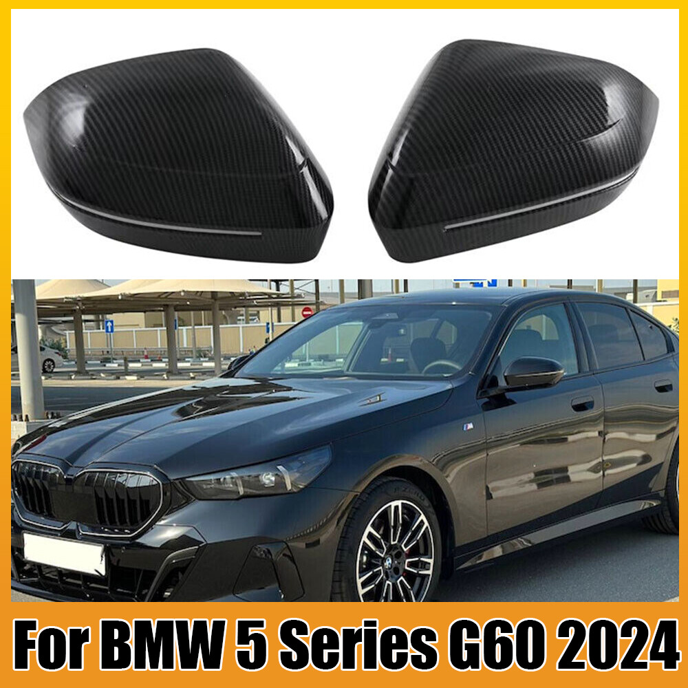 Pair ABS Carbon Fiber Rearview Mirror Cover Trim Caps For BMW 5 Series G60 2024