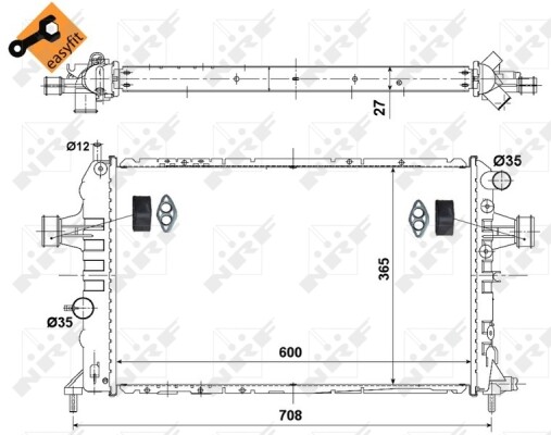 NRF 58344 Radiator, engine cooling for OPEL,VAUXHALL