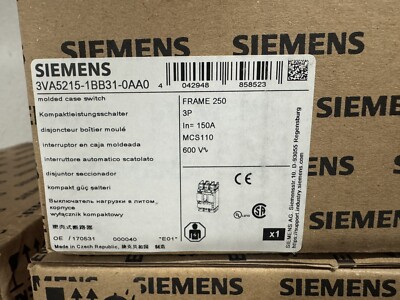SIEMENS3VA5215-1BB31-0AAO 3Pole, 600V Circuit Breaker