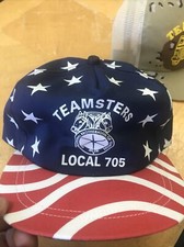 Vtg Teamsters Local 705 Snapback Flag Cap Hat Made In USA New
