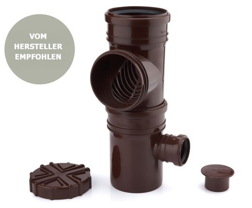KARMAT Regensammler Ø110 + Reinigungsrohr mit Sieb + Stopfen ? Braun ZL3B