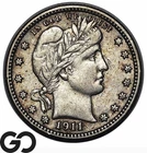 1911-D Barber Quarter *Key Date, Low Mintage* XF+/AU, Bids: 550-675