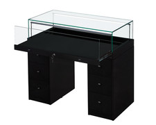 GLASS DISPLAY COUNTER- 6XDRAWERS 1000mmW500mmD 900H RETAIL SHOP FITTINGS BLACK