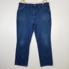 Wrangler Vintage Western Workwear Mens 40 Blue Denim Made in USA Straight Jeans