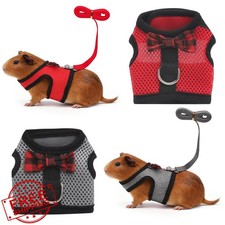 2pk Guinea Pig Harness Leash Red Grey Ferret Rat Hamster Soft Mesh