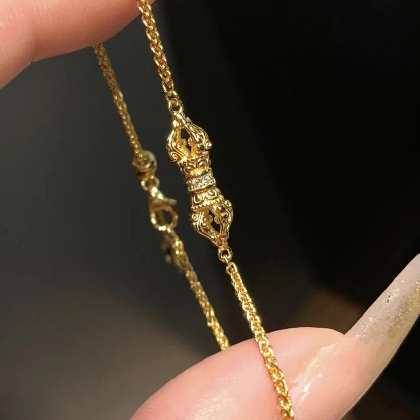 Pulsera dorada estilo vintage de oro amarillo de 14 quilates joyería de lujo para parejas Foto 3 de 4