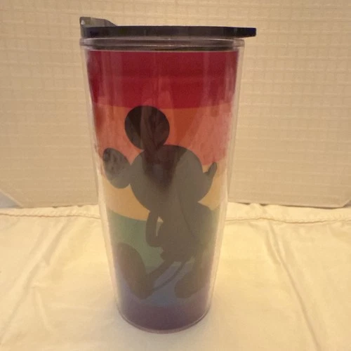 Disney Collection Pride Rainbow Mickey Mouse Love Travel Tumbler For Cold New