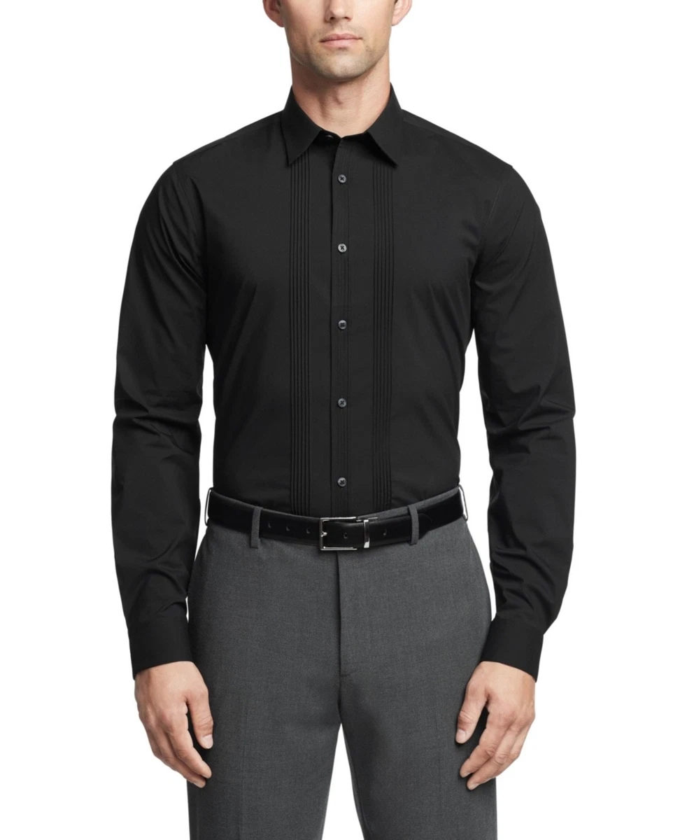 calvin klein black dress shirt Calvin Klein Men's Slim Fit Dress Shirt - Black