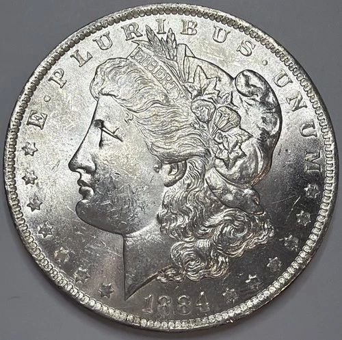 1884-O Morgan Silver Dollar $1 90% Silver US Coin AU+/UNC Detail #A
