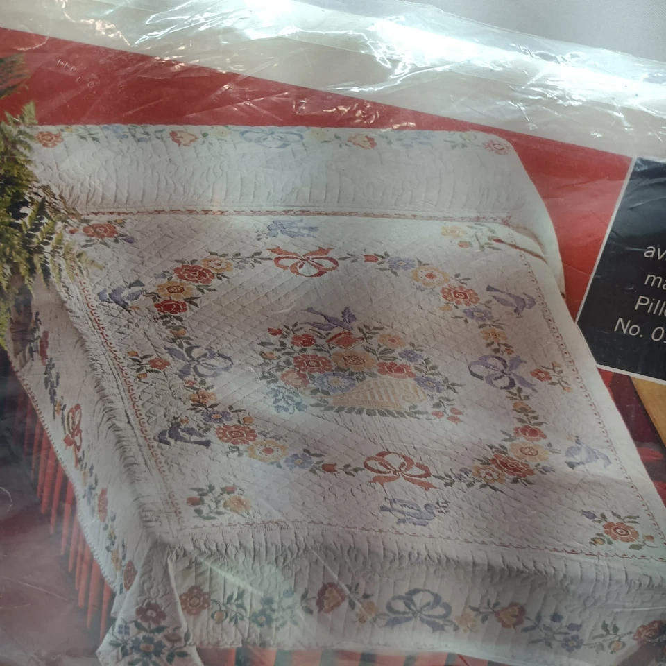 Paragon Cross Stitch Quilt Kit Colonial Plymouth Double Bed Flowers Blue Birds - Image 2 of 4