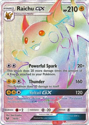 NM-Mint Raichu GX - 75/73 - Secret Rare Pokemon Shining Legends