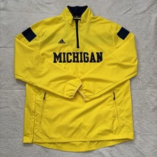 Adidas Mens Large University of Michigan Wolverines 1/4 Zip Climaproof Jacket