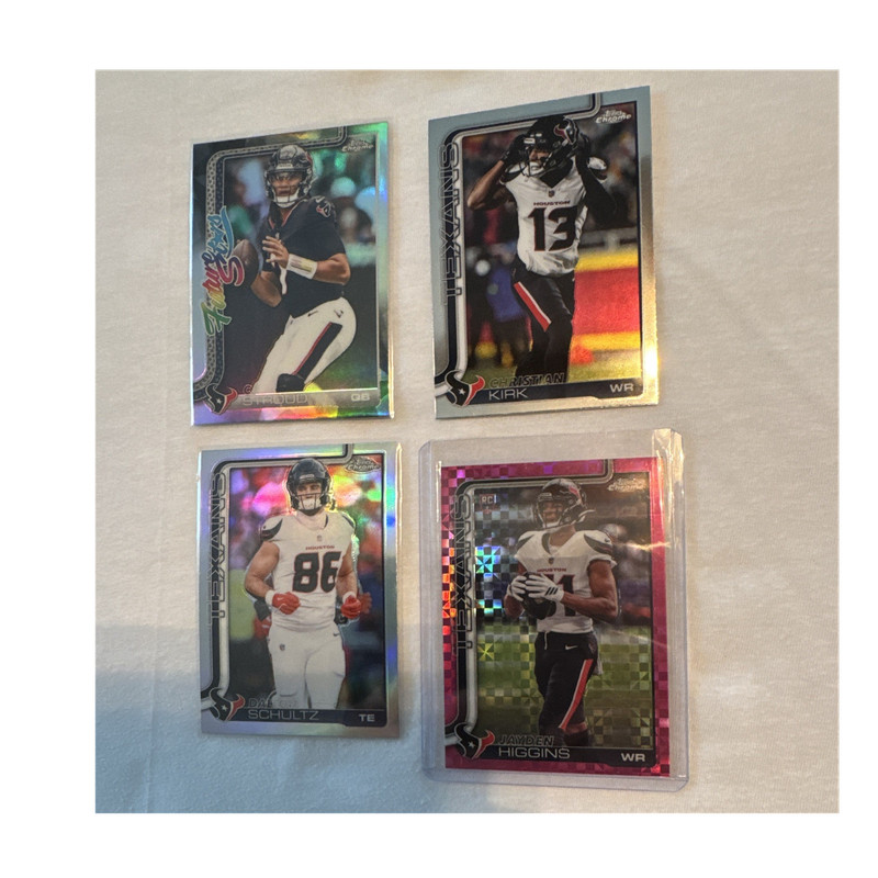 Topps Chrome Houston Texans 2025 Football Cards Lot CJ Stroud Refractor Rookie