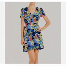 J.Crew Mercantile Women’s Blue Floral Faux Wrap Front Mini Dress