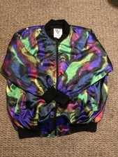 Vintage Satin Bomber Style Jacket Jewel Tones Size 18-20 Venezia Vitale
