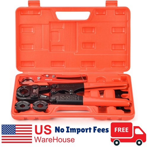 Icrimp Pex Pipe Crimping Tool Kit for 3/8,1/2,3/4,1-Inch Copper Ring with Free