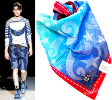 Vivienne Westwood Man Handkerchief Circus Gradient Striped Orb Embroidered 50cm