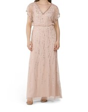 NWT Papell Studio Beaded V-neck Pose Blush Gown SZ 10 179