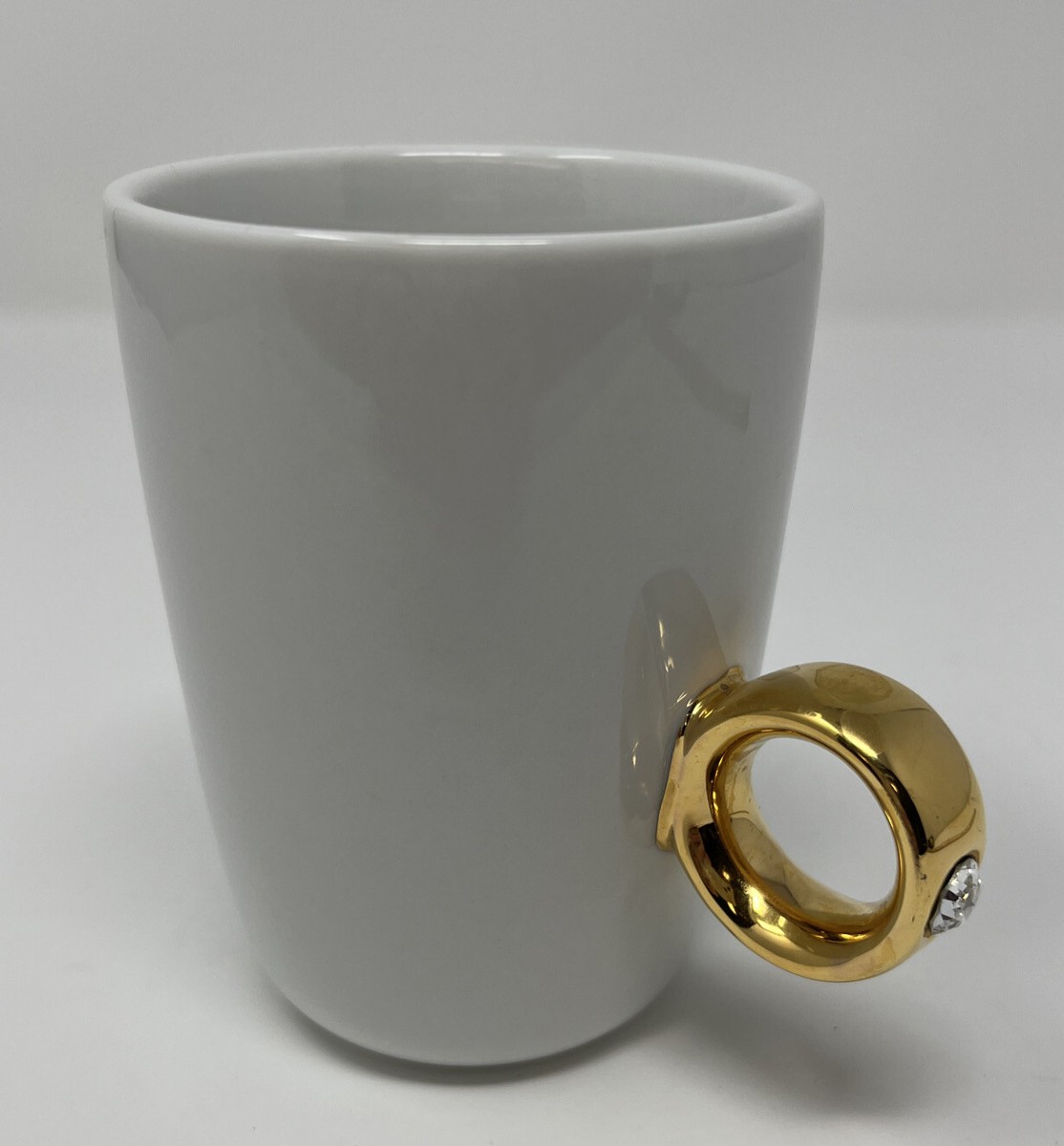 2 Carat Faux Diamond Gold Ring White Coffee Mug 2006 Fred And Friends