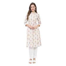 Traditional Printed Party Wear Long Kurti Synthetic Indian Women Ethnic Look