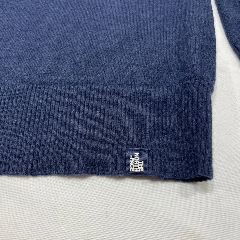 Suéter North Face Para Hombre Azul Grande Lana Algodón Mezcla Nailon Pullover Tejido Apretado Foto 2 de 4