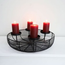 Metall-Adventskranz Ø36cm mit Metallschale Weihnachtsdeko Kerzenhalter Tischdeko