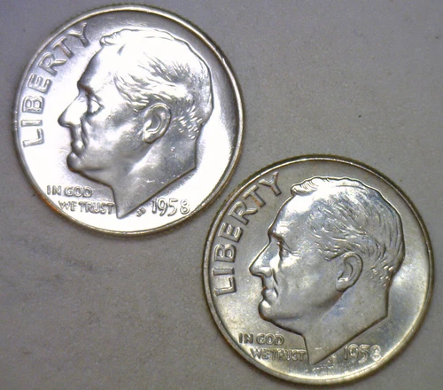 1958 1958 D Silver UNC BU Roosevelt Dime Ten Cent Coins
