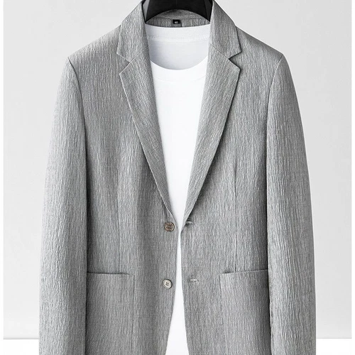 Spring Summer Men Casual Thin Blazer Two Button Suit Jacket Slim Coat - Picture 5 of 13