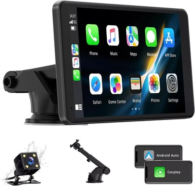 Lamto 7 Zoll tragbares kabelloses Touch Autoradio - Apple Carplay mit Rückfahrkamera