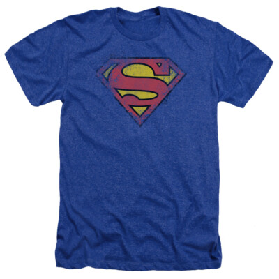 SUPERMAN DESTROYED SUPES LOGO Licensed Adult Men's Heather Tee Shirt SM-3XL