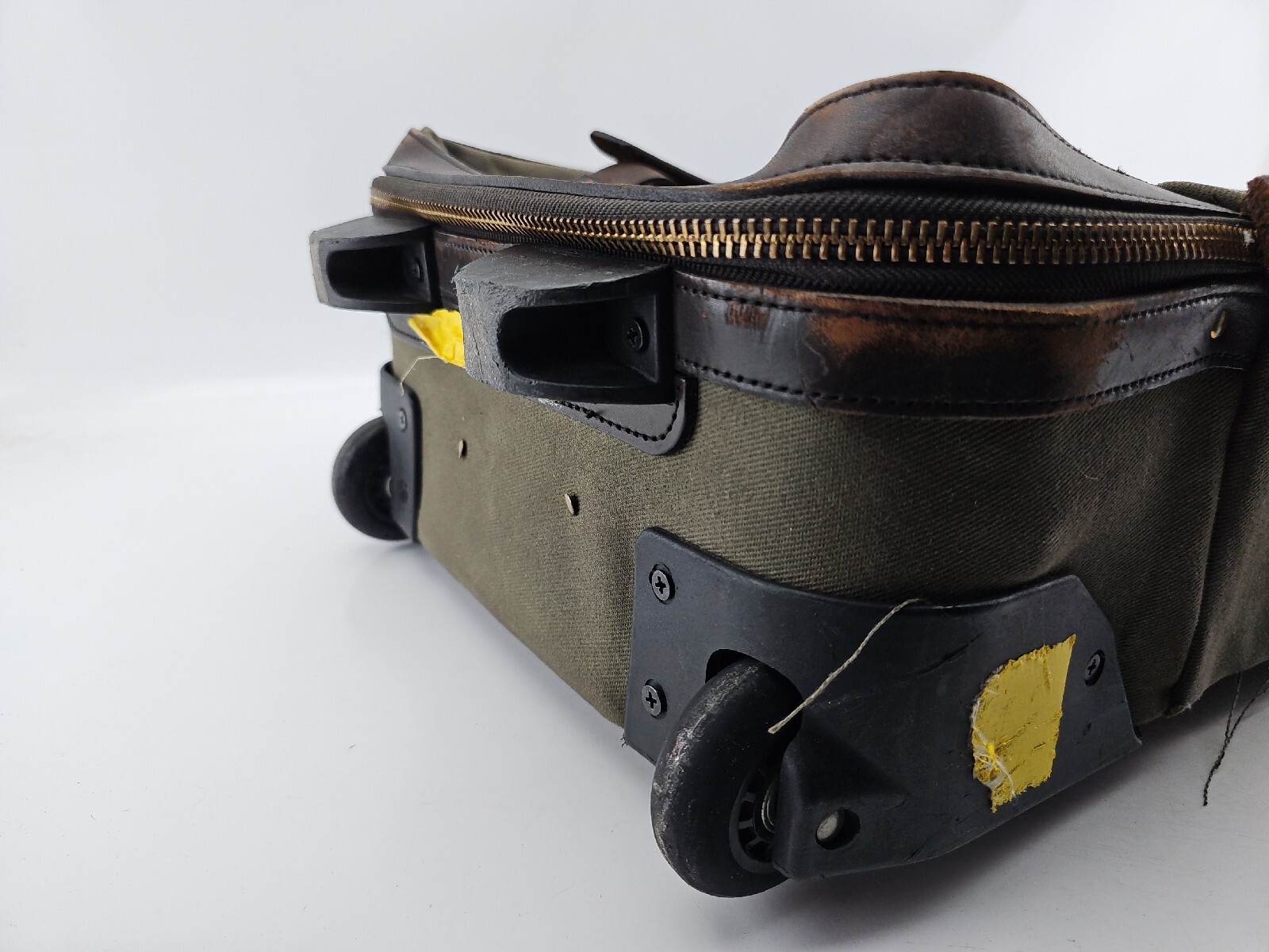 Filson Raleigh Luggage Canvas Leather Green Brown 14x 20x 7 NEEDS