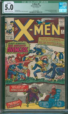 X-Men #9   CGC 5.0 Qualified   1st X-Men Avengers Meeting Silver Age Marvel 1965