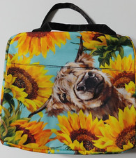 Highland Cow Sunflower Lunch Bag Insulated Front Pocket Work School Picnic Trip