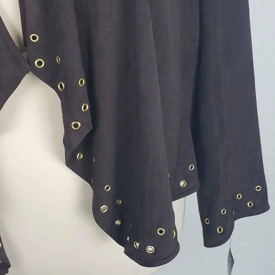 INC International Concepts Faux Suede Jacket 3X Brown Open Front Cardigan New  - Image 4 of 4