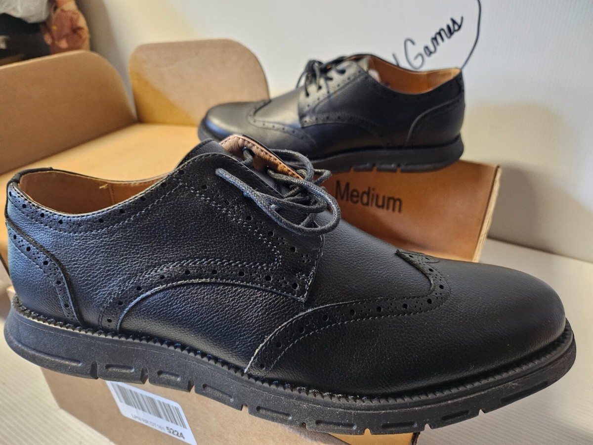 Pebbled BLACK Nautica Laced Oxford Shoes 