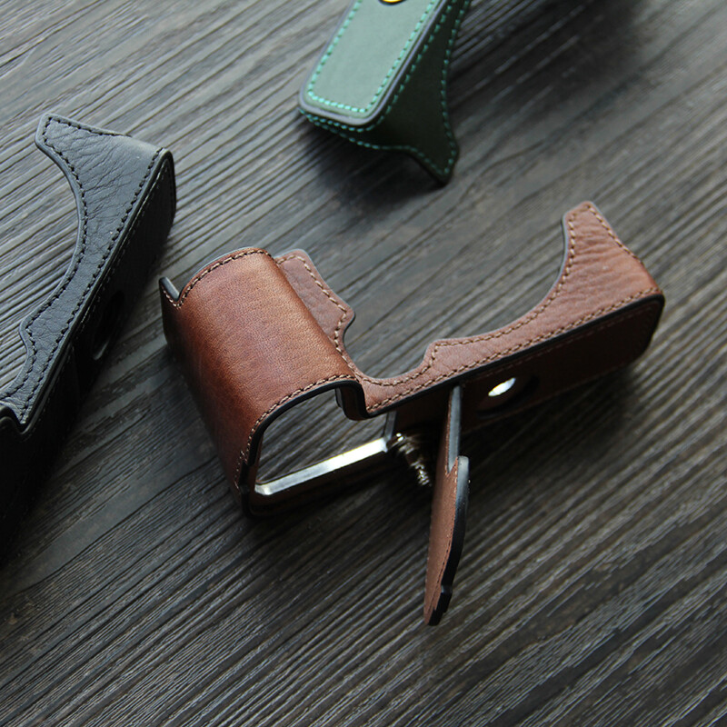 Genuine Leather Canon R10 Camera Bag Half Body Handmade Case For Canon